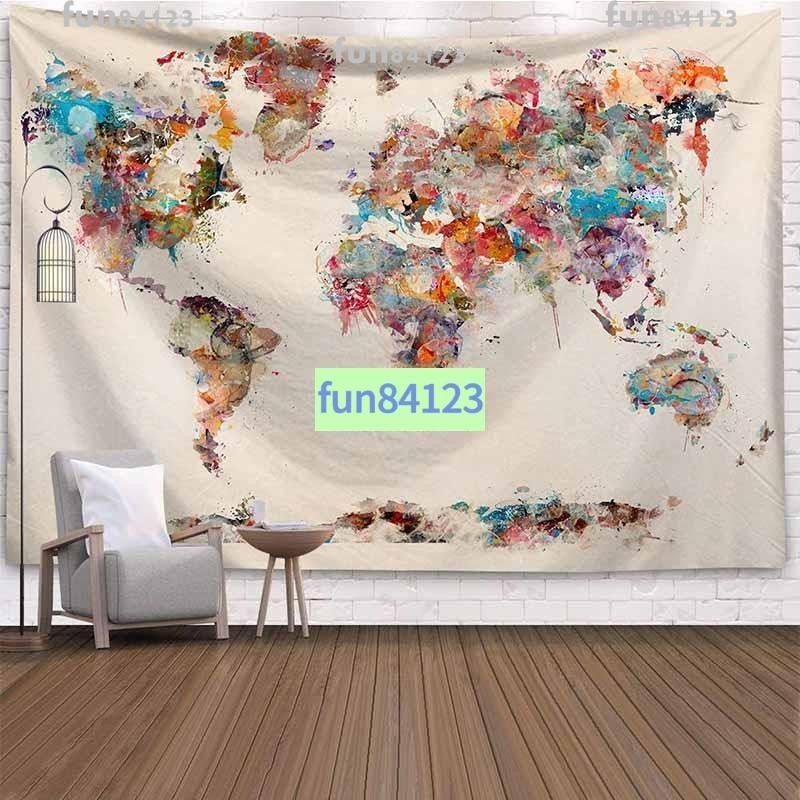 免運/世界地圖房間裝飾掛布墻布背景布臥室床頭網紅布置超大掛毯壁毯/暢銷
