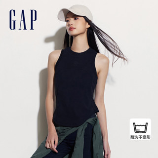 Gap 女裝 Logo羅紋圓領背心-黑色(465976)