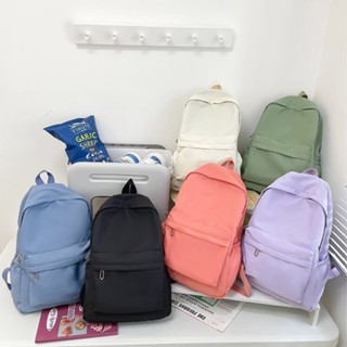 Yelly's~Shop休閒大容量雙肩包ins風時尚女生韓版純色簡約大學生書包出遊背包