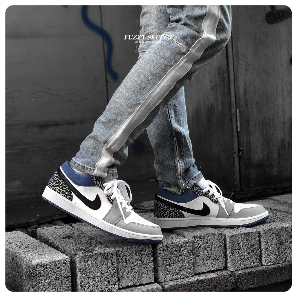 【正品】Air Jordan 1 Low SE True Blue 灰藍 爆裂紋 DM1199-140