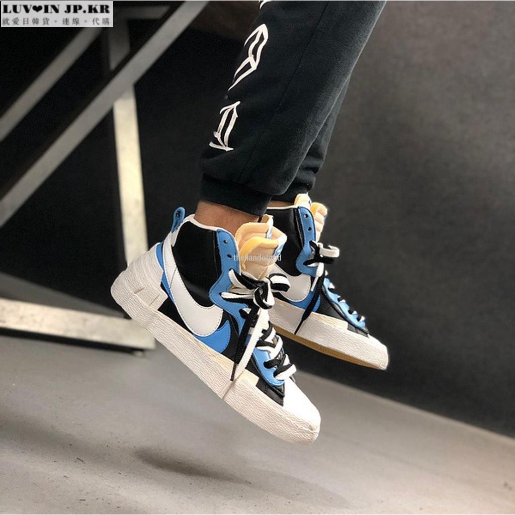 【日韓連線】Nike Blazer Mid / Sacai 黑藍 白藍勾 高幫百搭運動鞋BV0072-001