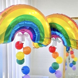 韓國ins生日彩虹鋁膜 氣球生日寶寶兒童百日大號雲朵漸變派對氣球 JFO2