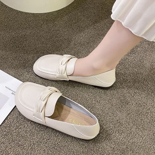【GL SHOES】女鞋 豆豆鞋娃娃鞋 單鞋 一腳蹬平底鞋 真皮單鞋女豆豆鞋女春秋新款正品牛筋軟底樂福鞋孕婦平底夏季女鞋