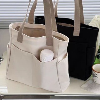 【優選精品】學生包 日系通勤包 托特包 大容量手提包帆布包 防潑水帆布包 男女托特包 大容量媽媽包 簡約單肩手提包