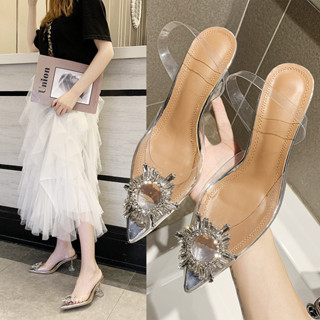高跟涼鞋女2024夏季新款包頭套腳PVC性感金屬裝飾lady shoes時尚