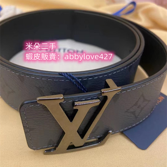 二手精品 LV 路易威登 M0285V INITIALES 40毫米男生雙面皮帶 灰色原花腰帶 銀扣 現貨