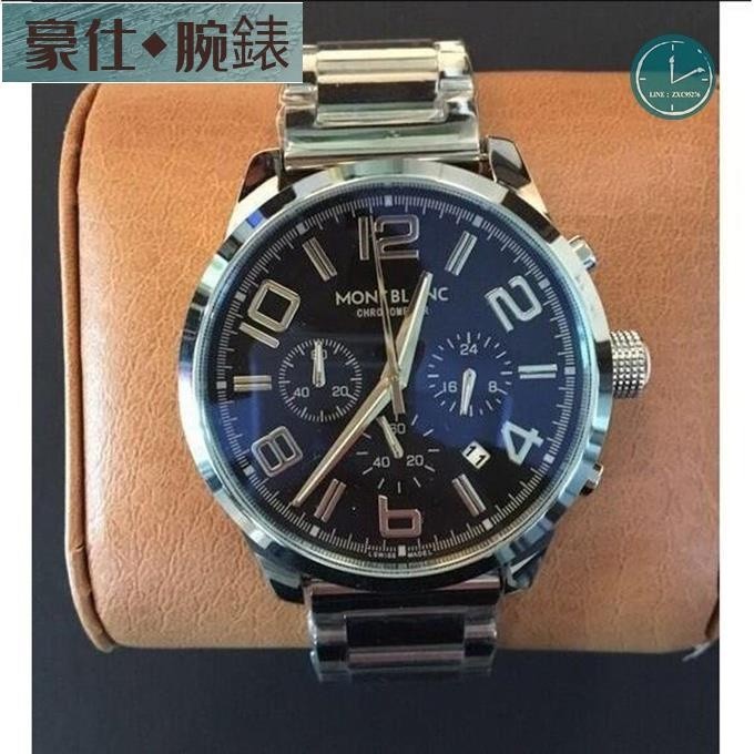 高端 MONTBLANC萬寶龍手錶 時光行者系列機械男錶 09668腕錶 手錶 鋼帶黑盤 男錶11929