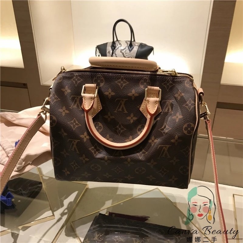 二手精品 LV 路易威登 Speedy25 中號 枕頭包 手提包 肩背包 斜背包 M41113