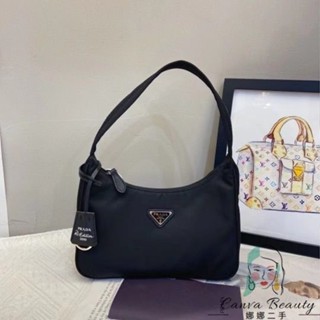 二手精品 PRADA 普拉達 Re-Edition 2000 腋下包 黑色 尼龍Hobo 手提包 肩背包 1NE204