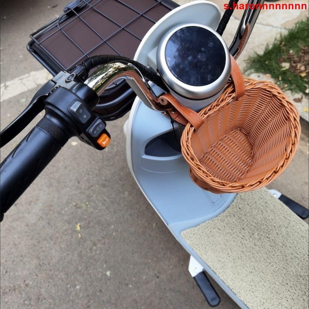 LT*熱賣#電動電摩三輪車編織車筐山地自行折疊車簍菜籃子通用型包摩托前框