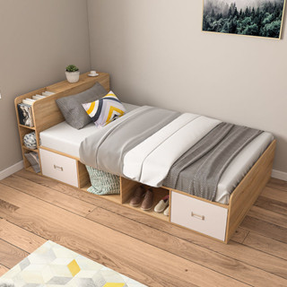 💥限時熱銷💥 儲物床架 單人床榻榻米多功能儲物床床帶書架現代簡約小戶型收納抽屜床床組床架 可收納床架 單人床架