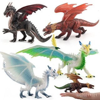 ✨甄選新品✨模擬魔獸魔龍模型玩具 火巖龍石龍飛龍恐龍模型擺件 動物下顎可動模型玩具 幼兒認知玩具 桌面裝飾h6🎇x6