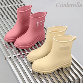 Cinderella 中筒時尚韓版百搭公主校園女士防滑軟膠鞋防水鞋 雨靴雨靴女 雨鞋雨鞋 時尚雨鞋雨靴 防滑雨鞋