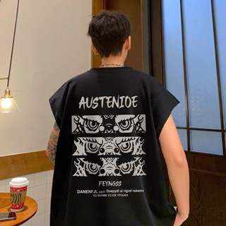 潮流舞獅印花背心男 印花背心 背心男 外搭背心 大尺碼 無袖上衣 坦克上衣 運動背心 男生背心（XE302）【壹號站】