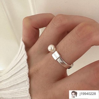 韓系💗鈦鋼戒指 嘻哈戒指 潮流戒指 男生戒指 女生戒指luck 簡約字母戒指珍珠女小眾設計感高級輕奢時尚氣質開口指環