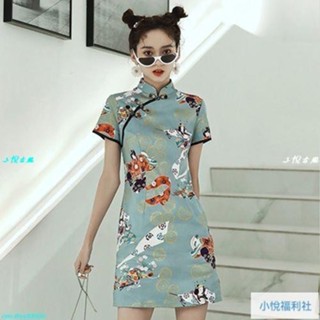新中式旗袍2024夏季日常改良版年輕款少女中國風學生短款連衣裙子 國潮 高階 氣質 年輕款 旗袍洋裝 短旗袍
