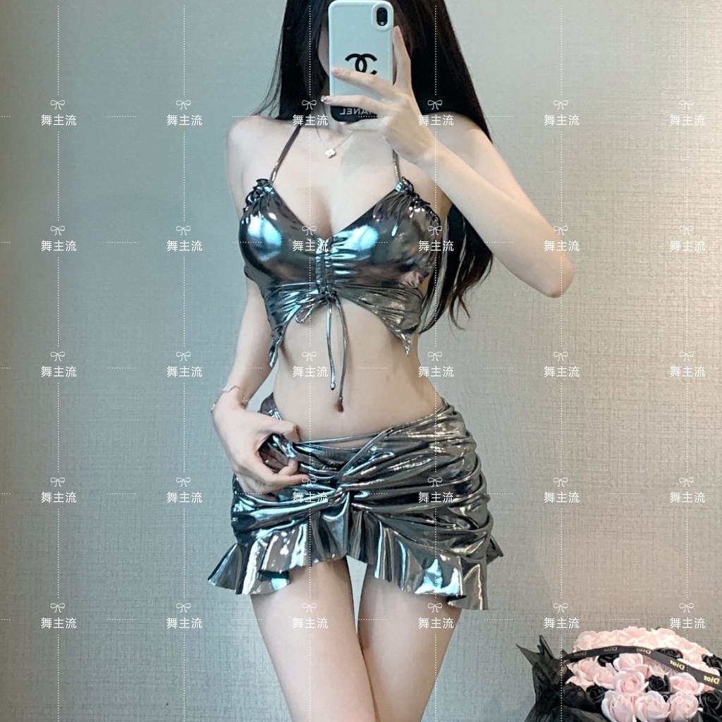 新店榜一🥇 新款歐美酒吧dj女團gogo秀領舞DS錶演爵士舞性感銀色短裙套裝舞臺 JWLB