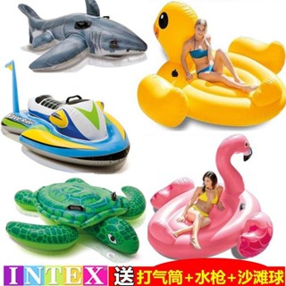 INTEX水上充氣坐騎 兒童遊泳圈成人浮床海龜獨角獸動物騎衝浪玩具