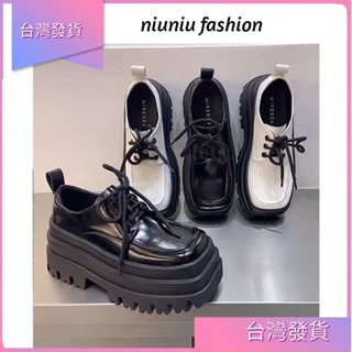 ✨臺灣發貨✨熱賣 方頭厚底樂福鞋 綁帶厚底牛津鞋 厚底鞋 白色皮鞋 英倫風女鞋子 鬆糕鞋 黑色樂福鞋 小皮鞋女 福樂鞋