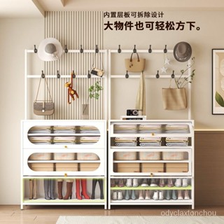 精品📢免運 多層鞋架子簡易門口傢用一體式收納鞋櫃防塵衣帽架宿捨爆款2024 鞋櫃 落地櫃 收納櫃 層櫃 轉角櫃