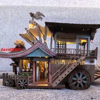 熱銷**李相夷同款馬車升級版帶燈蓮花樓拼裝3d手工diy模擬建築模型
