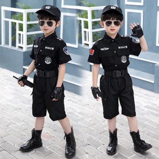 🔥熱賣🔥兒童特警衣服警察服男童軍裝套裝警官衣服幼兒園角色扮演表演服裝