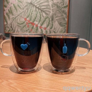 【新品免運】日本BLUEBOTTLE小藍瓶子愛心真空耐熱雙層玻璃杯馬克杯咖啡杯水杯