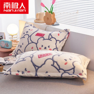 💥臺灣出貨💥南極人雪花絨保暖枕套一對裝雙麵絨加厚宿捨枕頭套珊瑚絨枕芯套 牛奶絨枕套 WAYR
