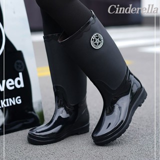 Cinderella 高筒高幫時尚長筒韓版雨靴水靴水鞋新款膠鞋 雨鞋女 雨靴 雨鞋 防水雨鞋 水鞋 防滑雨鞋 時尚雨鞋
