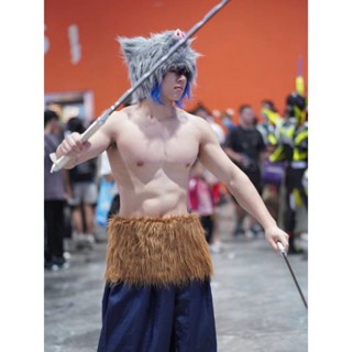 cosplay cos 鬼滅之刃套裝嘴平伊之助cos服服裝男士演出動漫cosplay豬頭頭套
