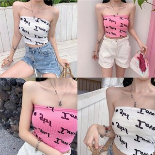 【妙卡】女裝💕夏季新款性感露肩字母印花抹胸打底內衣短款棉裹胸背心上衣女裝