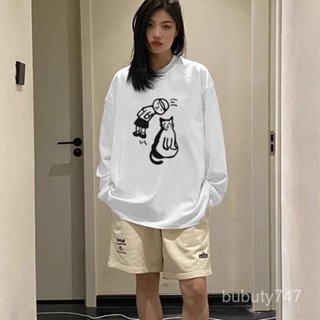 免運 M-3XL 早秋季長袖T恤 圓領T 大尺碼打底衫長袖上衣女生衣服薄款長袖T恤女2024秋冬穿搭上衣百搭 bubu