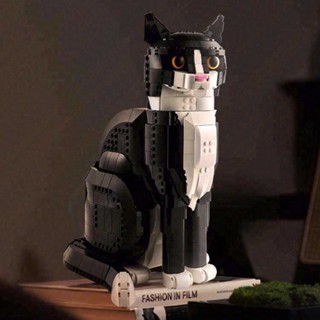 相容樂高積木 創意21349燕尾服貓 積木貓 寵物奶牛咪 益智手工拚裝模型 積木玩具禮物擺件【LES積木】