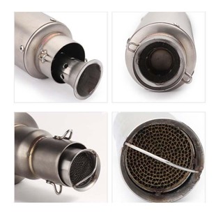 ⚡出貨 007零件 通用51MM/61MM摩托車消聲觸媒前段中段尾段降噪消音塞改裝跑車音消聲管直插式消聲器不鏽鋼材質