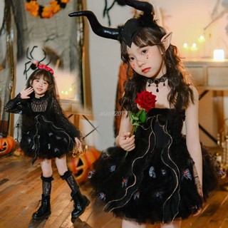 【臺灣出貨】萬聖節 COS服 兒童萬聖節服裝cos走秀鬼新娘女童cosplay服小惡魔蝴蝶精靈連衣裙