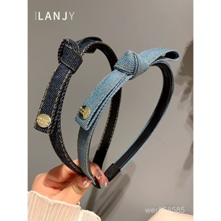 髮箍 髮飾用品 女生髮箍 髮箍女韓國複古牛仔蝴蝶結頭箍2024年新款帶齒防滑洗臉髮卡頭飾