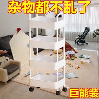 ✨臺灣出貨🚀小推車置物架廚房多層落地移動加厚加粗家用收納架耐用蔬菜零食架 推車收納 扶手推車 置物推車 置物籃推車
