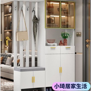 【熱銷】實木入戶玄關櫃鞋櫃一體進門客廳屏風隔斷輕奢酒櫃靠墻衣帽置物櫃XQJX