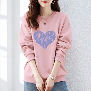 ❤️韓版高品質 新款春秋薄款 韓版圓領情侶衛衣女 加絨加厚秋冬季純棉印花上衣 ins風 長袖上衣女