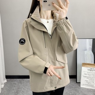 【臺灣-出貨】衝鋒衣外套女春秋款oversize寬鬆美拉德爆款戶外防水防風高檔風衣