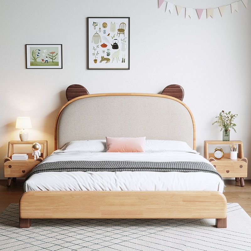 床 床架 雙人床 純實木兒童床現代簡約北歐洲櫸木臥室男孩女孩單人軟包床