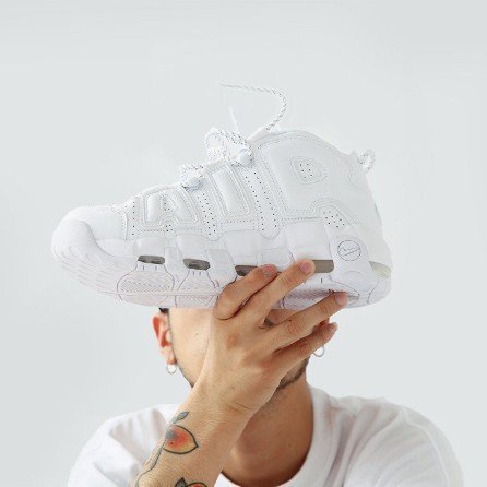 NIKE AIR MORE UPTEMPO 大AIR 白 全白 高筒 反光 籃球鞋 運動 921948-100