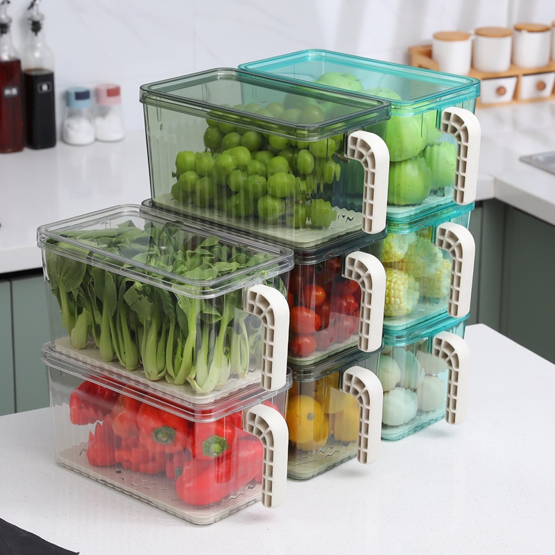 冰箱 收納盒 PET 廚房 保鮮盒 含蓋 帶濾水板 透明 儲物盒 整理 收納盒