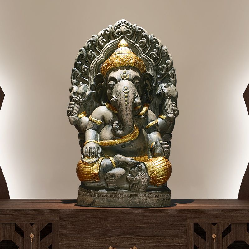 【正品泰國/超商免運費】異麗東南亞風格大象擺件泰式象鼻神像客廳玄關象神桌面裝飾工藝品