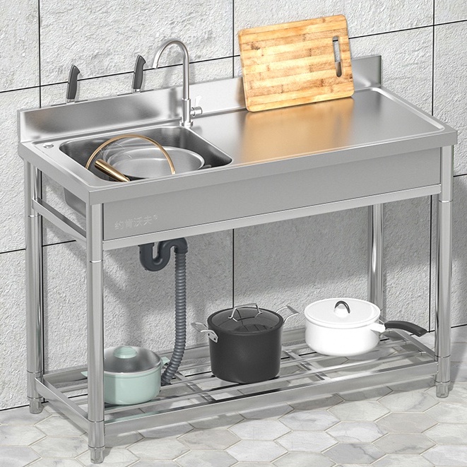 統編-免運-精選-不銹鋼水槽單槽平台一體帶支架廚房洗菜盆雙槽洗手盆商用洗碗池厚G6
