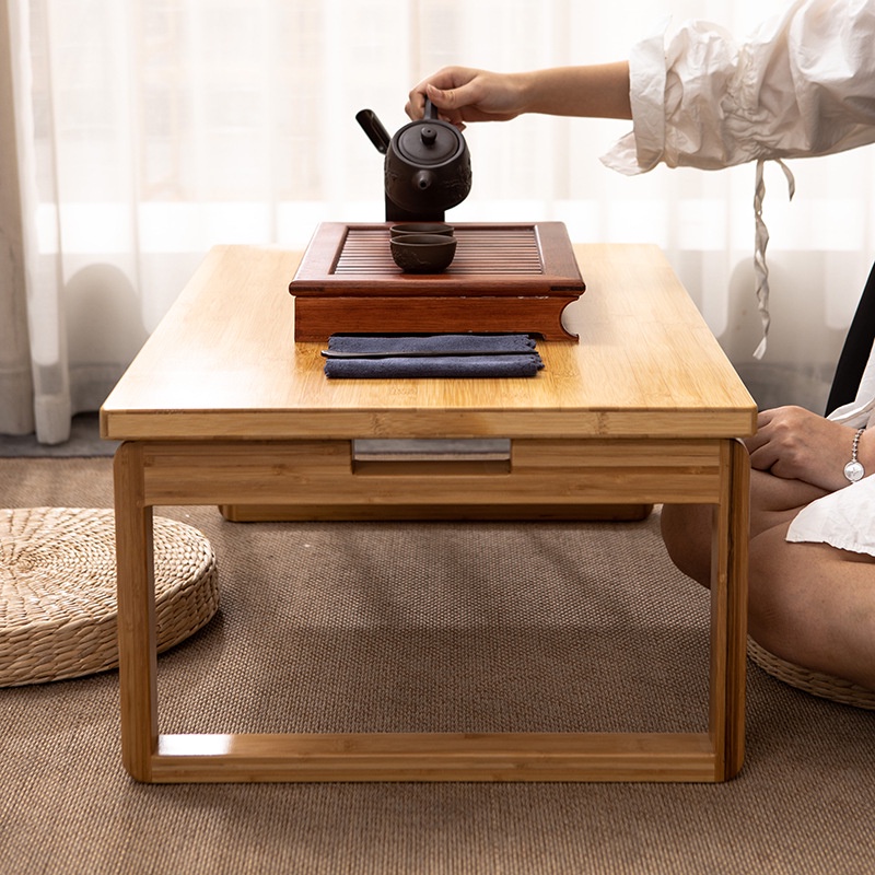 Ouniu丨日式和室桌椅組閤實木榻榻米桌子可折疊飄窗小茶幾禪意陽臺喝茶桌