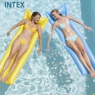 戶外躺睡😄❥ intex單人加厚純色充氣浮排水上氣墊游泳圈漂浮沙灘氣墊游泳浮板