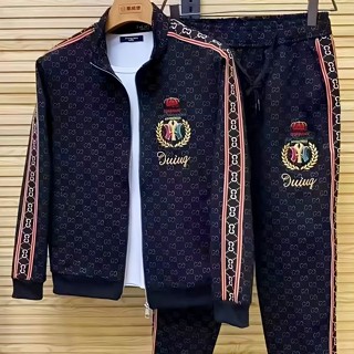 🔥滿額免運🔥 男士夾克套裝 兩件組 夾克外套 長褲 外套 無帽夾克 休閒套裝 2023新款套裝男士休閑百搭歐貨潮流帥