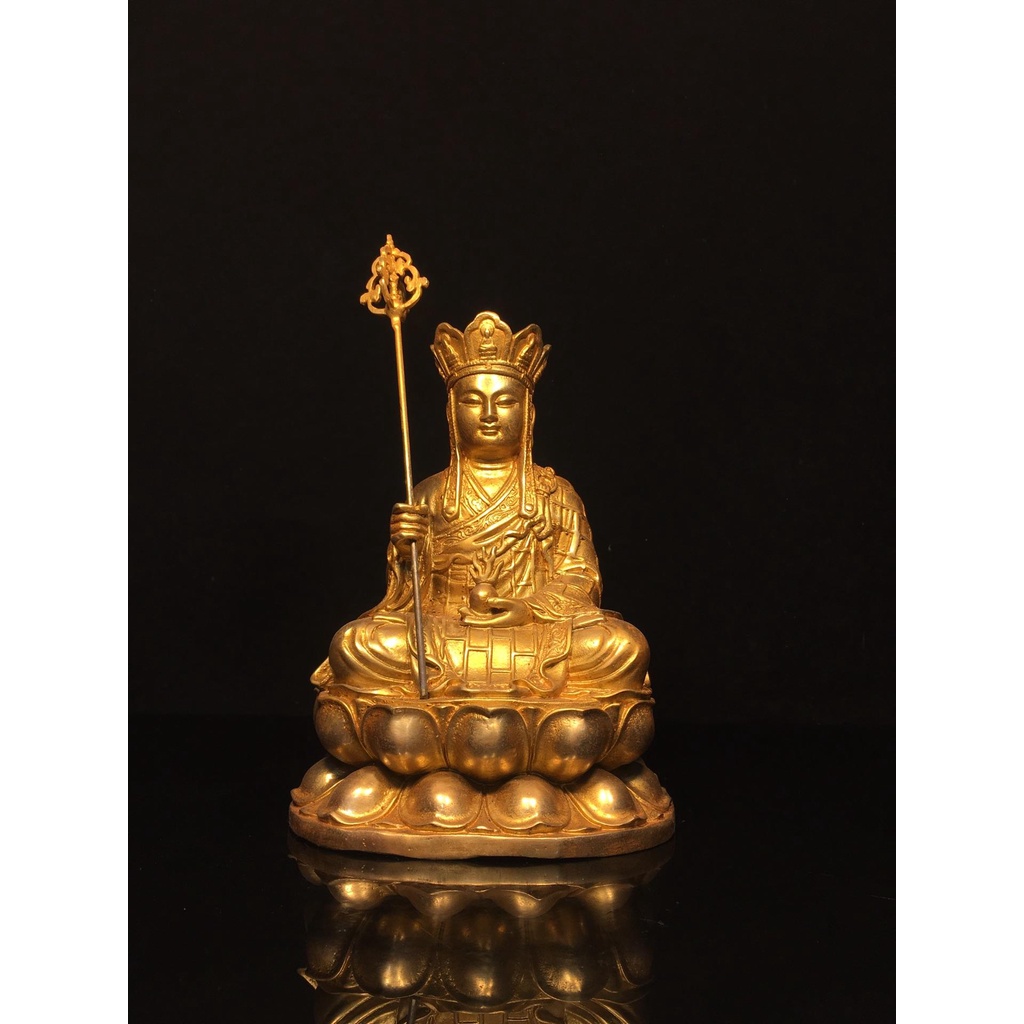 純銅佛像 菩薩像 供奉神像 銅鎏金地藏王菩薩佛像，重2.3公斤，26080R-175