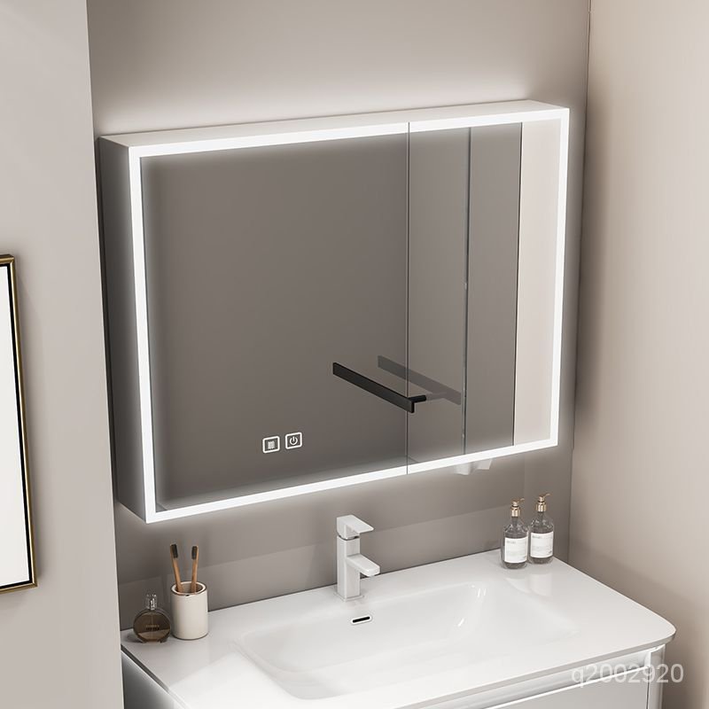 太空鋁浴室智能鏡櫃衛生間掛墻式新款收納鏡櫃帶燈除霧壁掛式鏡箱